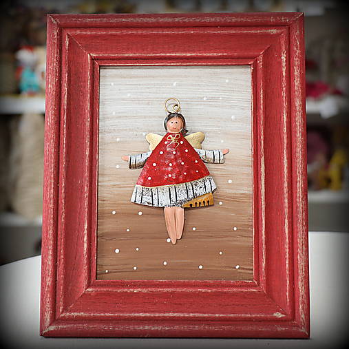 Drevený obrázok s anjelikom