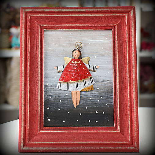 Drevený obrázok s anjelikom