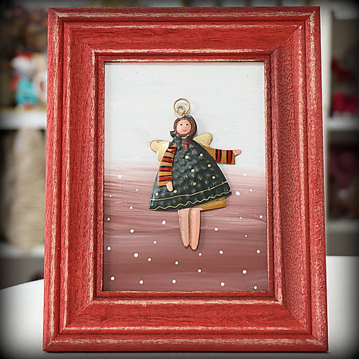 Drevený obrázok s anjelikom