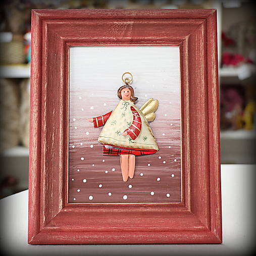 Drevený obrázok s anjelikom