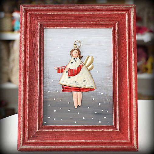 Drevený obrázok s anjelikom