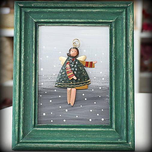 Drevený obrázok s anjelikom