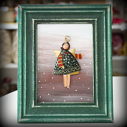 Drevený obrázok s anjelikom