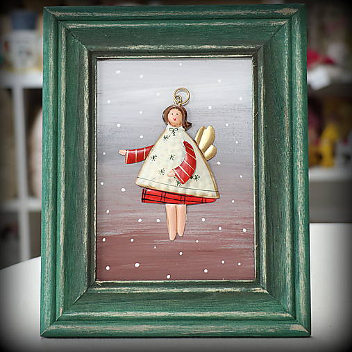 Drevený obrázok s anjelikom