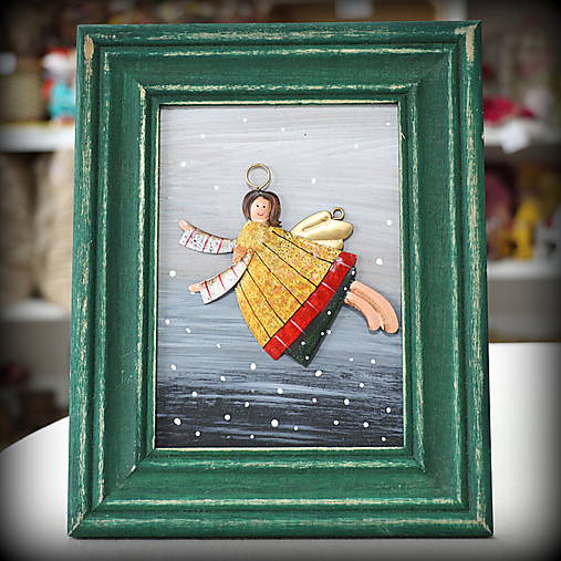 Drevený obrázok s anjelikom