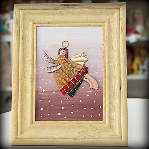 Drevený obrázok s anjelikom