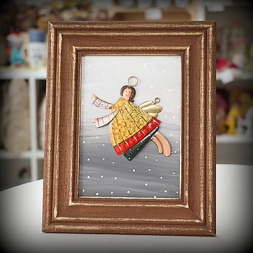 Drevený obrázok s anjelikom