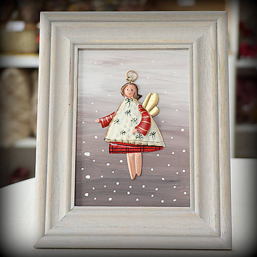Drevený obrázok s anjelikom