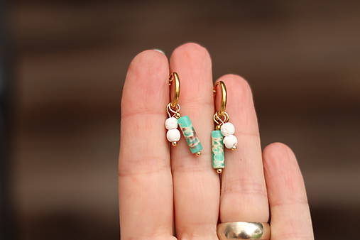 Náušnice kruhy jaspis regalit, láva