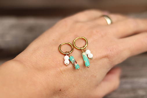 Náušnice kruhy jaspis regalit, láva