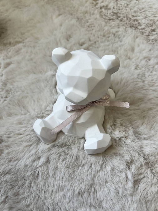 Sojová sviečka/tácka, miska z jesmonitu, dekorácia (Macko držiak na telefón - 1406)