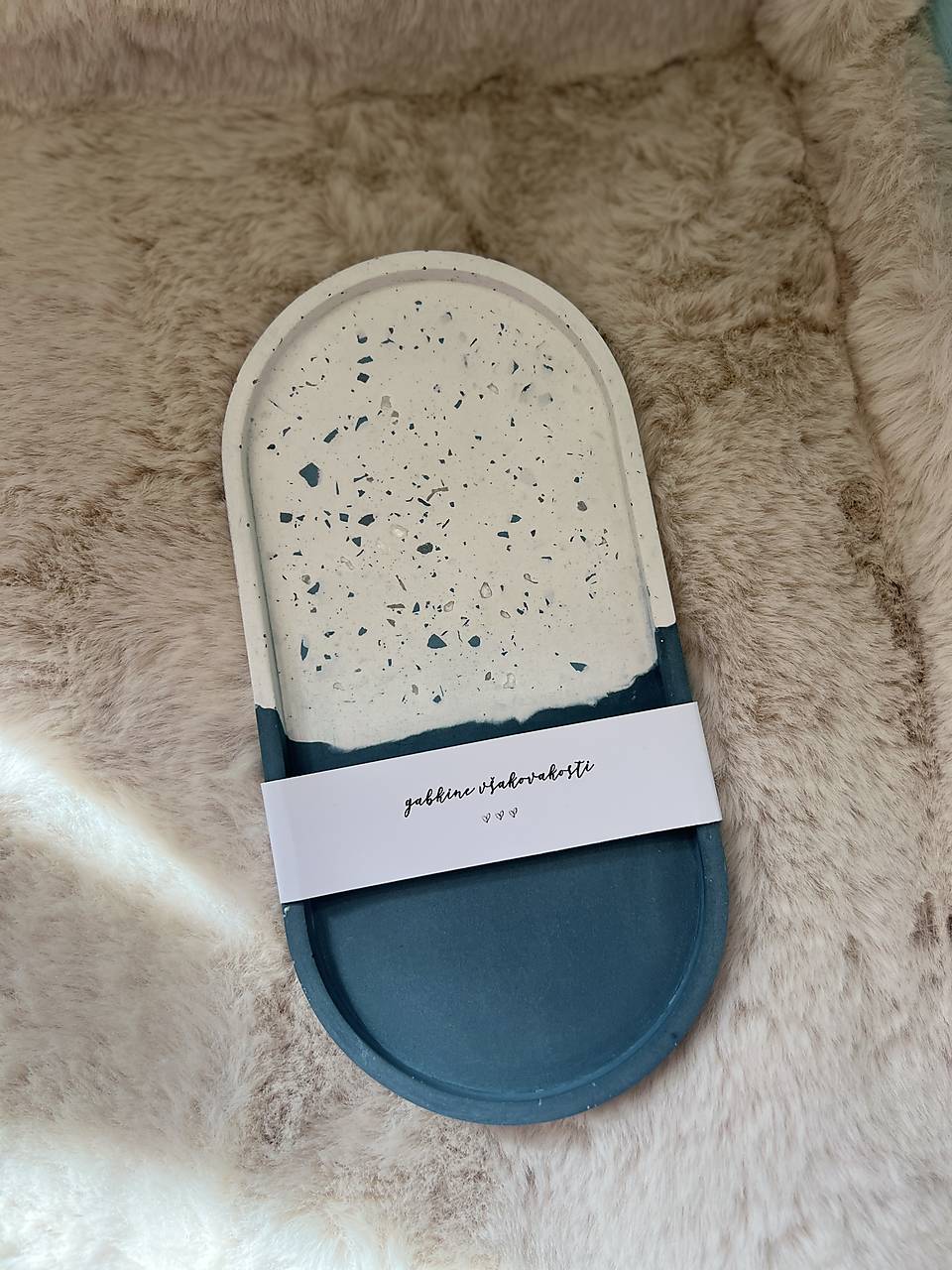 Sojová sviečka/tácka, miska z jesmonitu, dekorácia (Podtácka oválna 23*11,3cm - 1409)