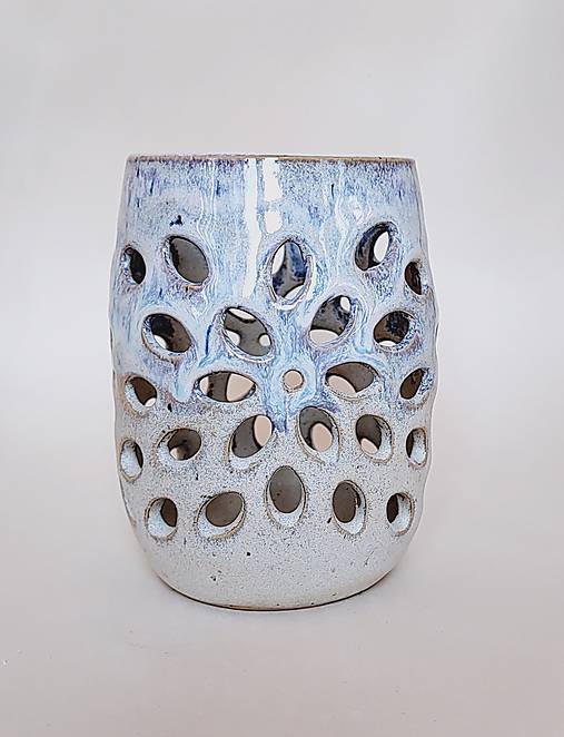 Svietidlá - Keramický svietnik zimný - 17893587_