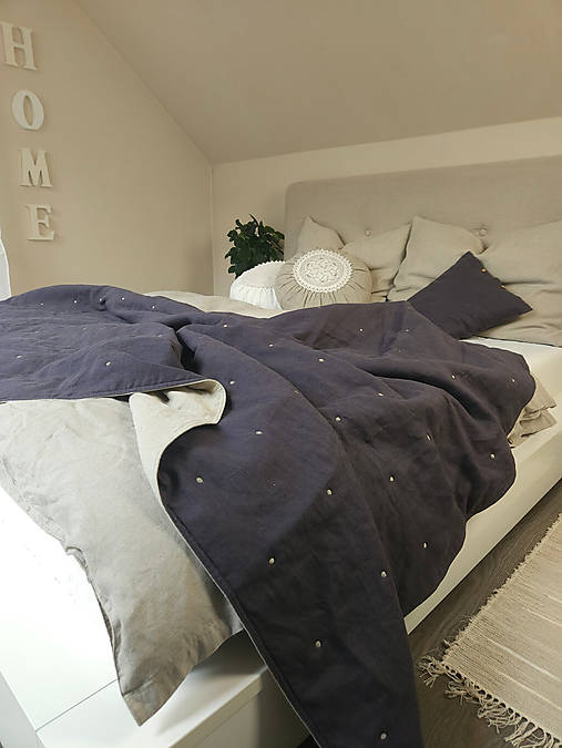 Úžitkový textil - Ľanová prikrývka Magical Night - 17894901_