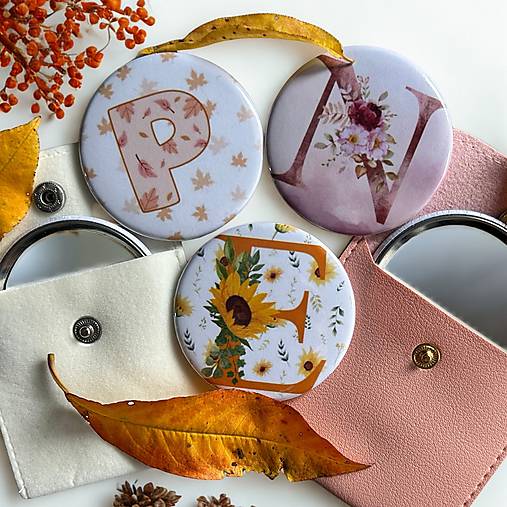 Zrkadielka - Jesenné zrkadielka s puzdrom - sada 3ks, personalizované - 17893868_