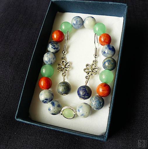 Sady šperkov - Darčeková sada šperkov - náramok a náušnice s liečivými kameňmi v krabičke - 17897496_