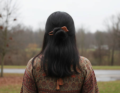 Ozdoby do vlasov - Drevená miniihlica do vlasov - 17896905_