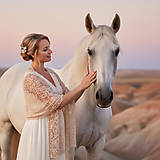 Šatky - Čipkovaná svadobná šatka | Púdrová - 17897309_