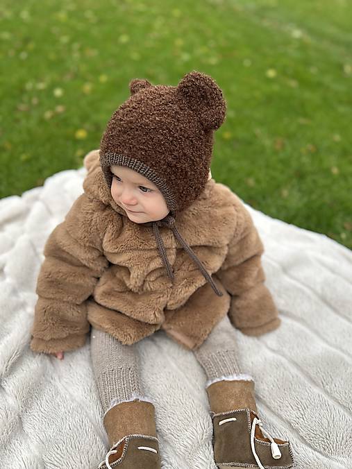 Detské čiapky - Boucle macko čiapka - 17899620_