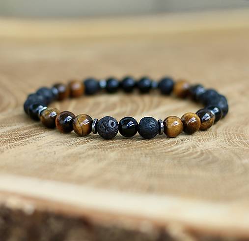 Pánske šperky - Náramok - láva, ónyx, tigrie oko, hematit - 17898026_