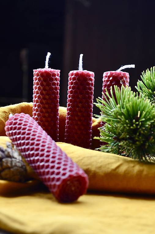 Sviečky - Adventni sada svíček od Včeliček... 10,5 x 3 cm - 17897879_