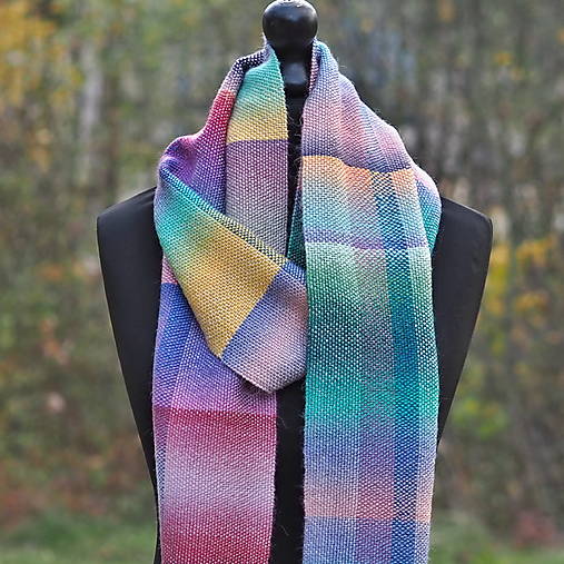 Šály a nákrčníky - RUČNĚ TKANÝ ŠÁL - KARLA - 17899221_