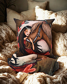 Detský textil - SADA Deka + Vankúšik s ilustráciou S koníkom - 17898287_