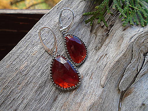 Strieborné náušnice Ag925 Granát