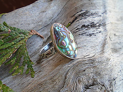 Strieborny prsteň Ag 925 Paua mušľa