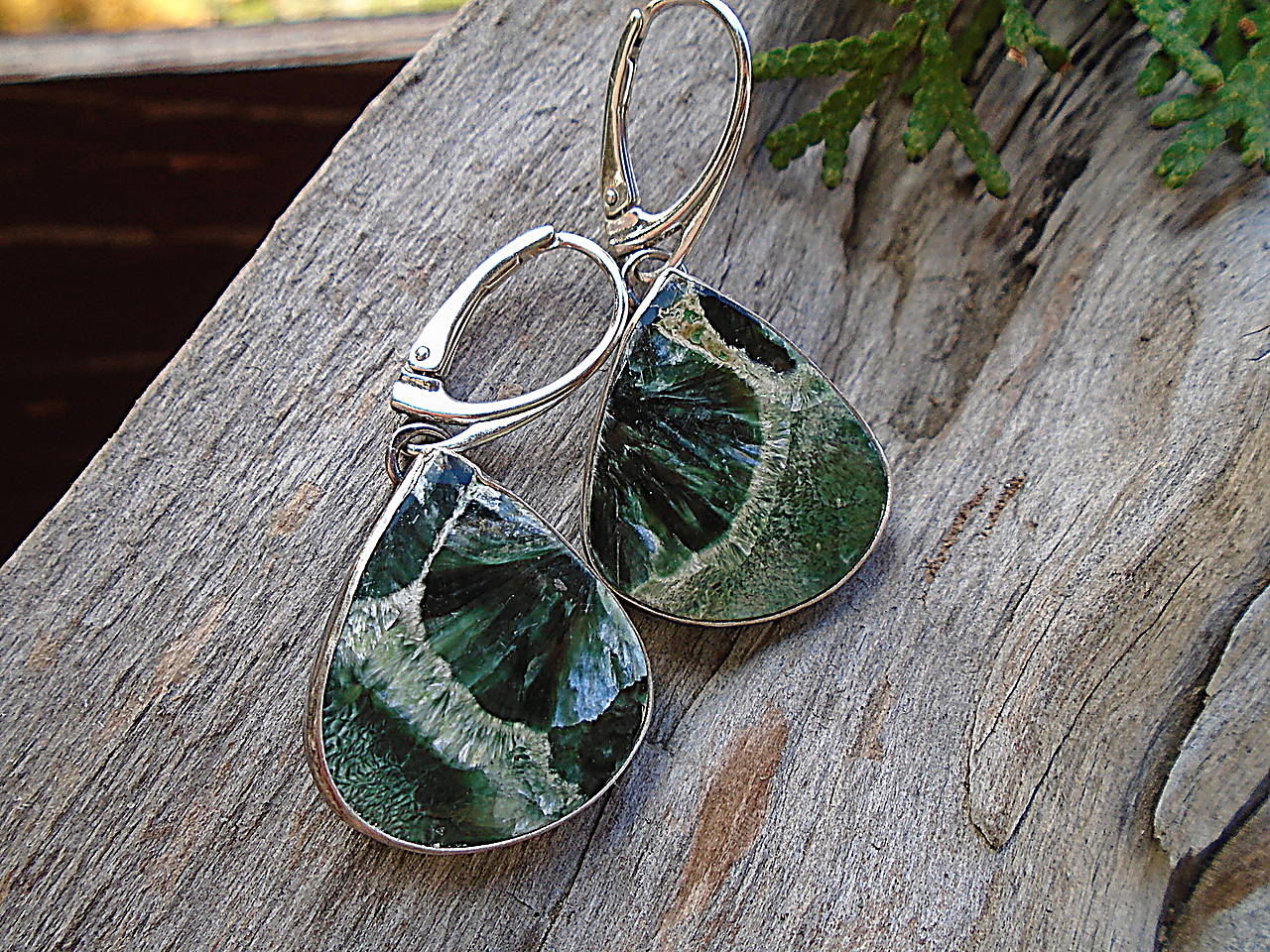 Strieborné náušnice Ag925 Serafinit