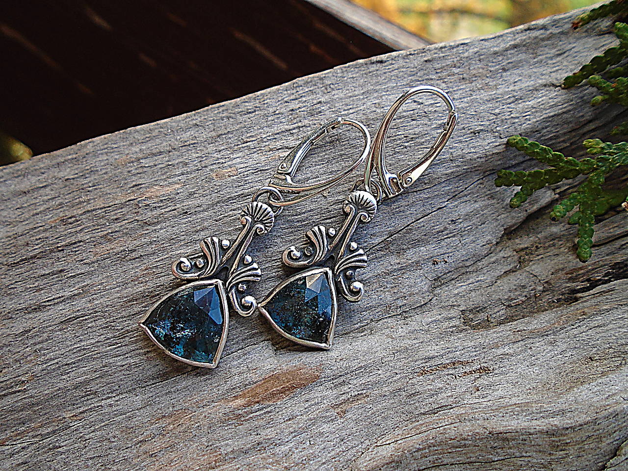 Strieborné náušnice Ag925 Marabella- Kyanit