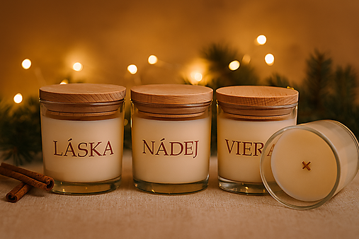 Sójové adventné sviečky viera, nádej, láska, mier