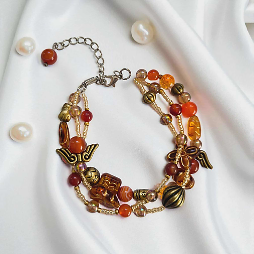 Trio náramok s karneolom