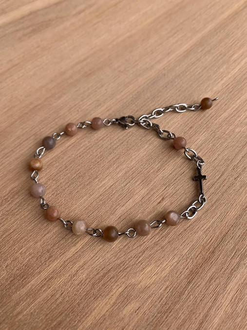 Náramky - ruženec na ruku zo žltého Kalcitu - oceľ - 17898914_