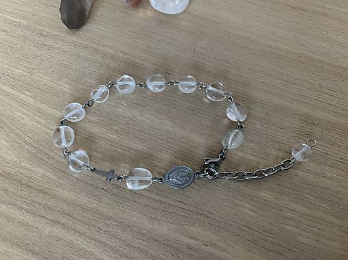 Náramky - ruženec na ruku Krištáľ - oceľ - 17899694_