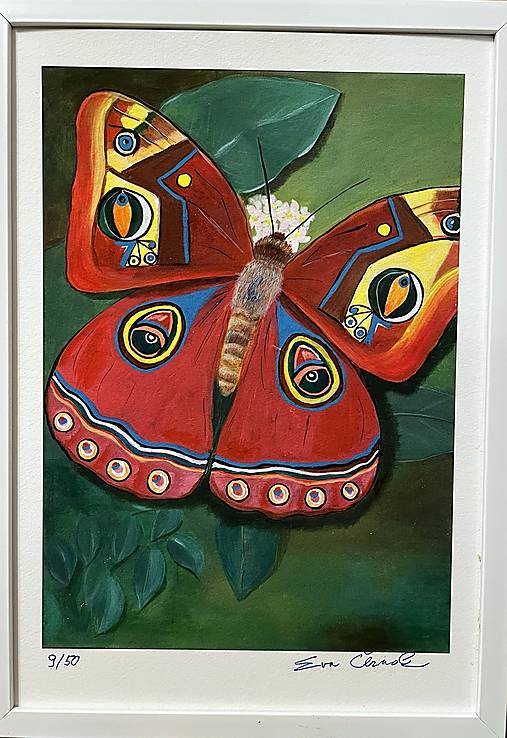 Obrazy - DIAMANT - Červený motýľ – energia premeny a odvahy - 17903006_