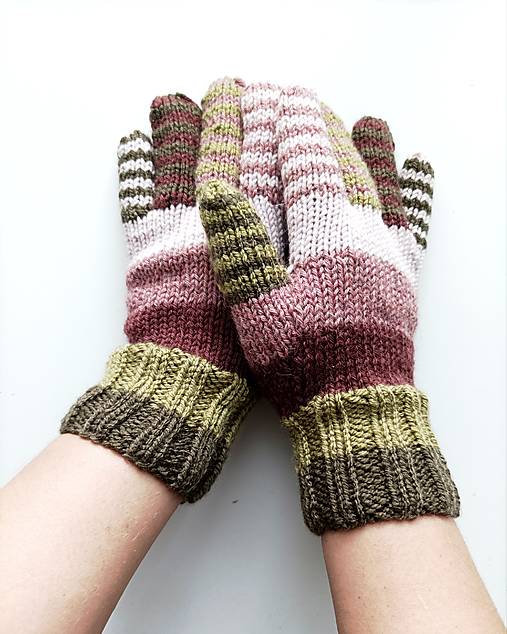 Rukavice - Rukavice prstové bordovo-zelené - 17902263_