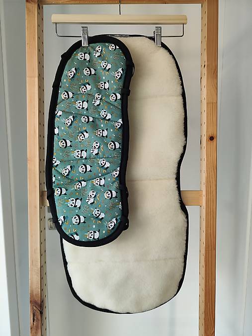 Detský textil - VLNIENKA Podložka do autosedačky Cybex Solution T i-fix 100 % Merino proti poteniu a prechladnutiu  Panda - 17901301_