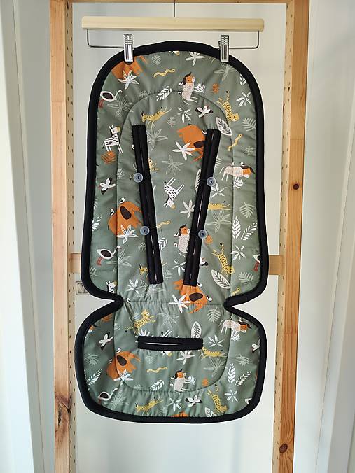 Detský textil - VLNIENKA podložka do kočíka THULE Urban Glide 3 100% MERINO TOP SUPER WASH Natural  Zvieratká zelené - 17901327_