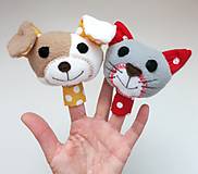 Hračky - Sada maňušiek na prst - Psíček a mačička - 17900182_