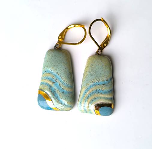 Náušnice - keramické náušnice - S vlnkami - 17902436_