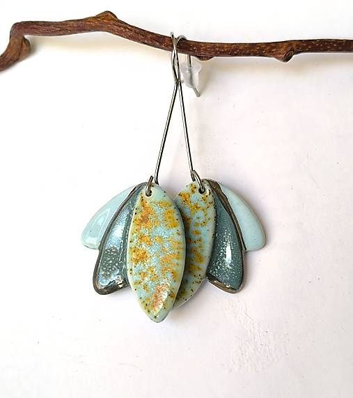 Náušnice - Porcelánové náušnice - Dlhé kvietky - 17902515_