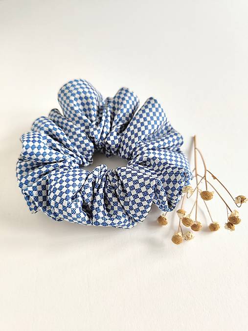 Basic MAXI scrunchie (Modro-biela)