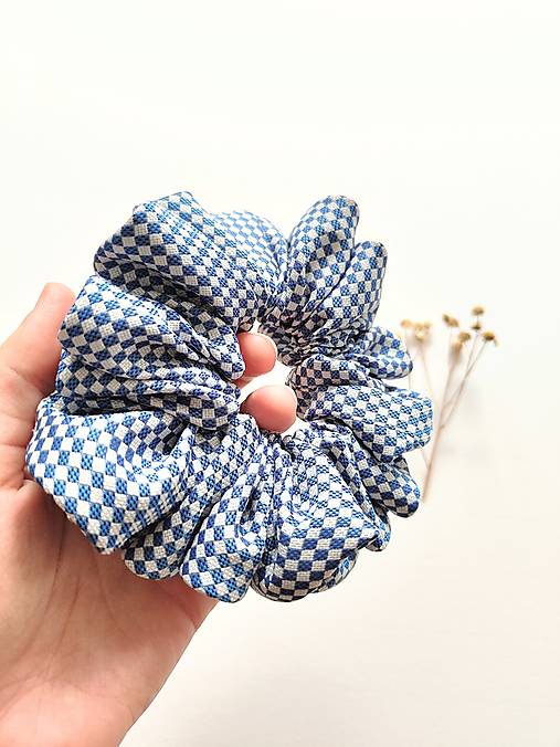 Basic MAXI scrunchie (Modro-biela)
