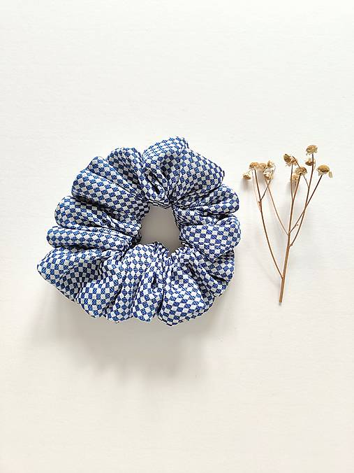 Basic MAXI scrunchie (Modro-biela)