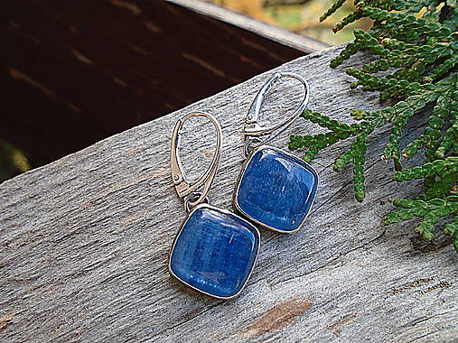 Strieborné náušnice Ag925 Kyanit