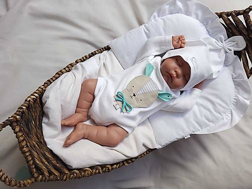 Detské oblečenie - Body pre bábätko so zajkom (Mentolová) - 17900108_