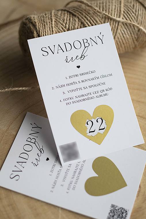 Papiernictvo - Svadobný žreb pre hostí - Jednoduchý (s QR kódom) - 17900214_
