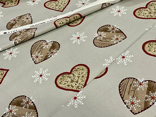 100% BAVLNA STOF FRANCÚZSKO / SRDIEČKA /ZIMA