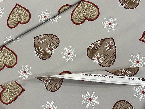 100% BAVLNA STOF FRANCÚZSKO / SRDIEČKA /ZIMA